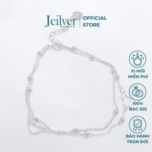 Lắc tay bạc nữ layer trái tim bánh bèo – Jeilver LT08