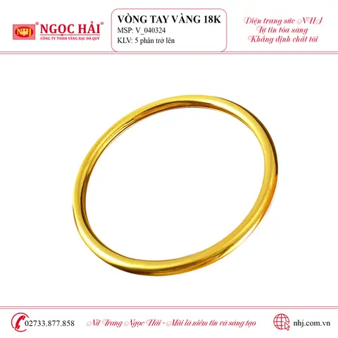 Vòng Tay Trơn Vàng 18k